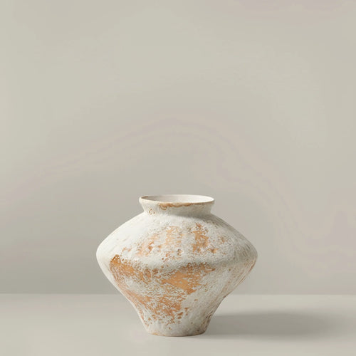 Vase terracotta patiné, ventru H 16 cm