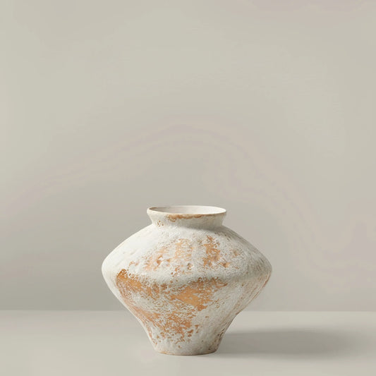 Vase terracotta patiné, ventru H 16 cm