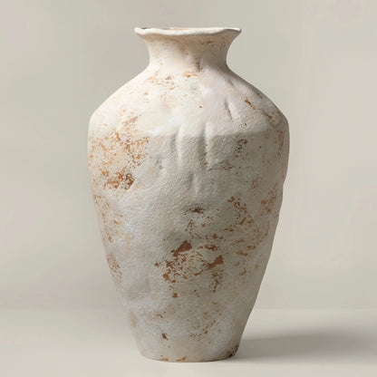Vase terracotta patiné, col resserré H 43 cm