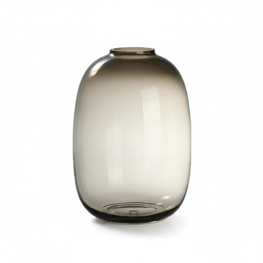 Vase verre ambré mat, cylindre H 26 cm