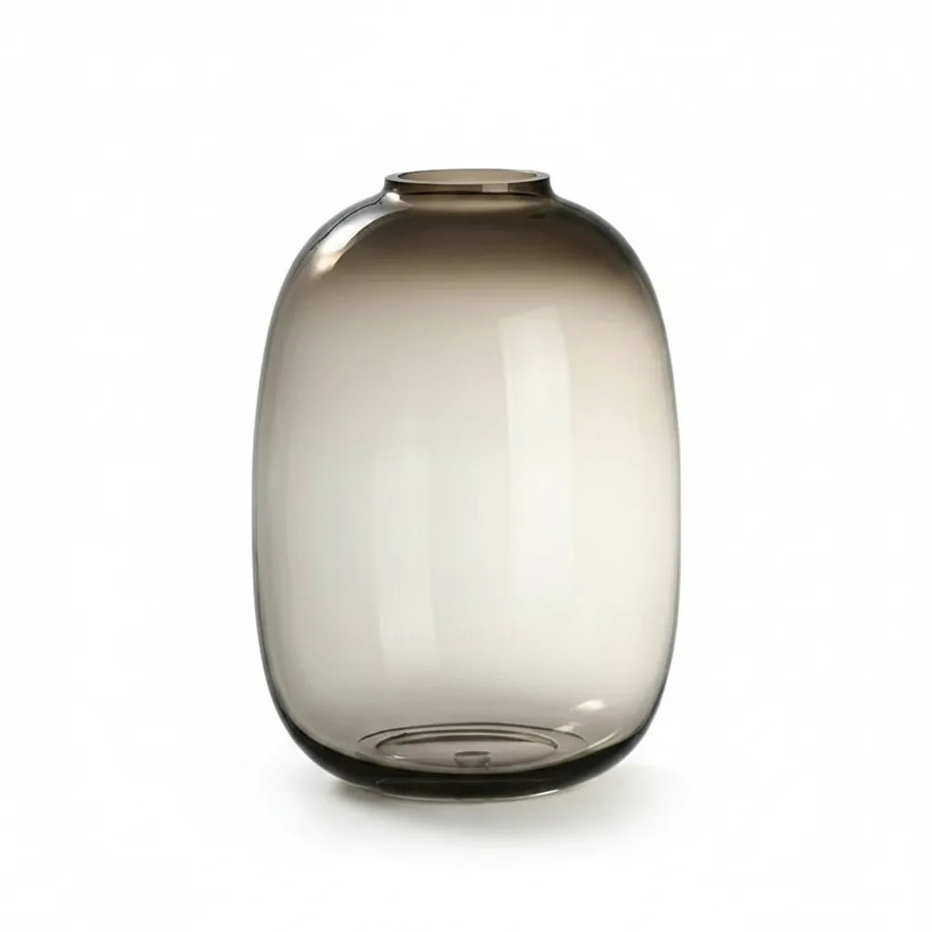 Vase verre ambré mat, cylindre H 31 cm