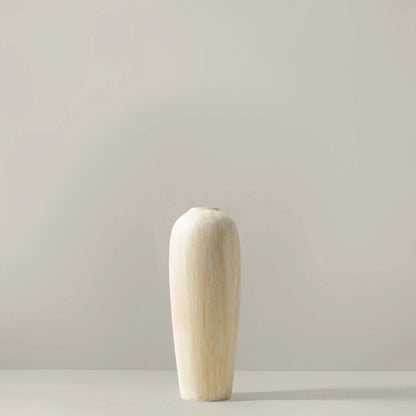Vase céramique crème cannelé, cylindre H 19 cm