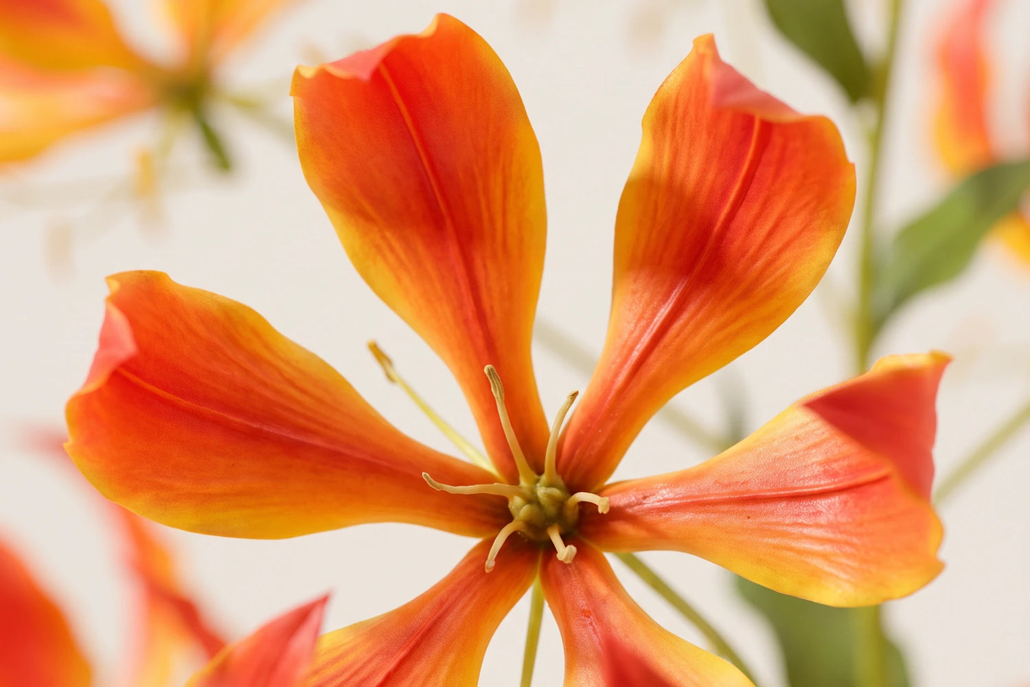 Gros plan macro sur les nervures d'une fleur artificielle réaliste